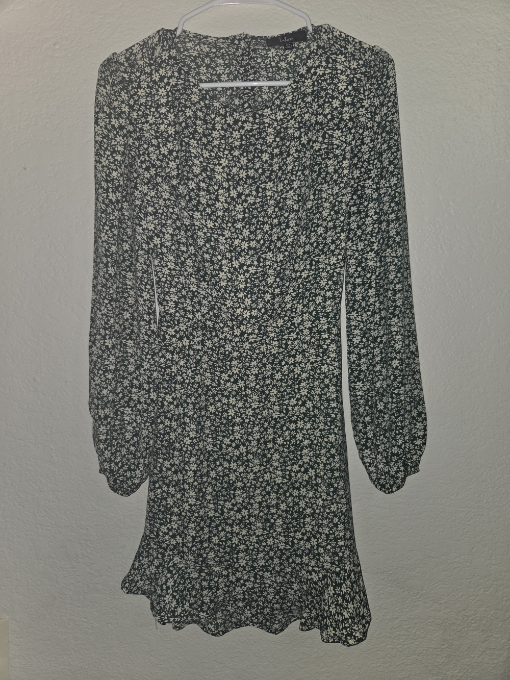 Lulus Blooming Darlin' Green Floral Print Ruffled Mini Dress Size XS